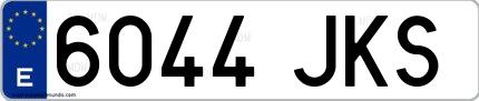 Ejemplo de matrícula de coche ordinaria 6044 JKS