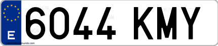 Ejemplo de matrícula de coche ordinaria 6044 KMY