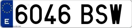 Ejemplo de matrícula española 6046 BSW