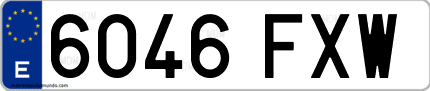 Ejemplo de matrícula de coche ordinaria 6046 FXW