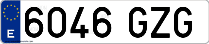 Ejemplo de matrícula de coche ordinaria 6046 GZG