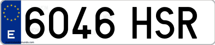 Ejemplo de matrícula de coche ordinaria 6046 HSR