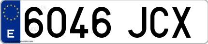 Ejemplo de matrícula española 6046 JCX