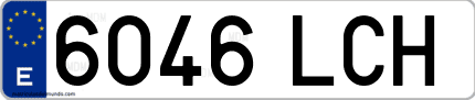 Ejemplo de matrícula de coche ordinaria 6046 LCH