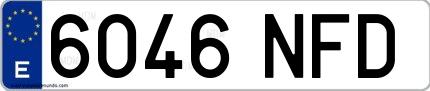 Ejemplo de matrícula española 6046 NFD