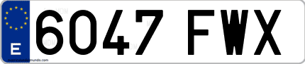 Ejemplo de matrícula de coche ordinaria 6047 FWX