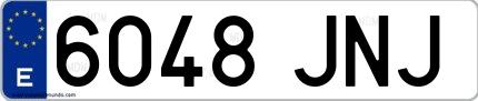 Ejemplo de matrícula española 6048 JNJ