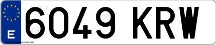 Ejemplo de matrícula española 6049 KRW
