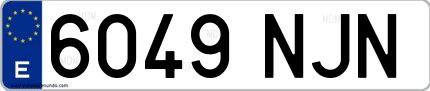 Ejemplo de matrícula española 6049 NJN