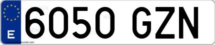 Ejemplo de matrícula española 6050 GZN