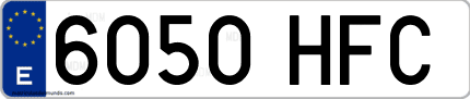 Ejemplo de matrícula de coche ordinaria 6050 HFC