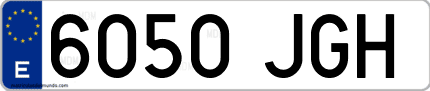 Ejemplo de matrícula de coche ordinaria 6050 JGH