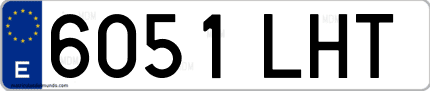 Ejemplo de matrícula de coche ordinaria 6051 LHT