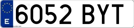 Ejemplo de matrícula española 6052 BYT
