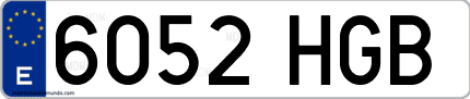Ejemplo de matrícula de coche ordinaria 6052 HGB