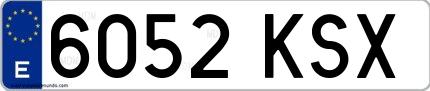 Ejemplo de matrícula española 6052 KSX