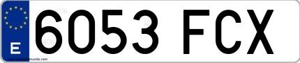 Ejemplo de matrícula española 6053 FCX