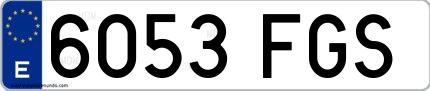 Ejemplo de matrícula española 6053 FGS