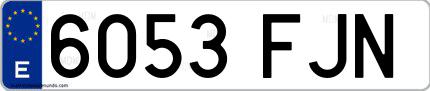 Ejemplo de matrícula española 6053 FJN