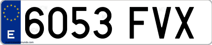 Ejemplo de matrícula de coche ordinaria 6053 FVX