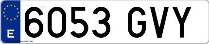 Ejemplo de matrícula española 6053 GVY
