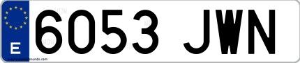 Ejemplo de matrícula española 6053 JWN