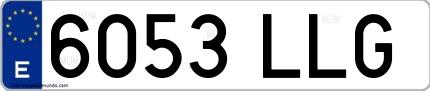 Ejemplo de matrícula española 6053 LLG
