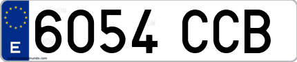 Ejemplo de matrícula de coche ordinaria 6054 CCB