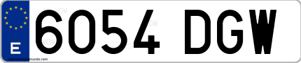 Ejemplo de matrícula de coche ordinaria 6054 DGW