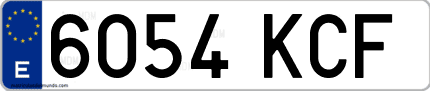 Ejemplo de matrícula de coche ordinaria 6054 KCF