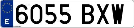 Ejemplo de matrícula española 6055 BXW