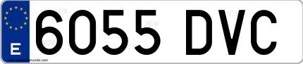 Ejemplo de matrícula española 6055 DVC