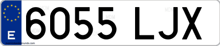 Ejemplo de matrícula de coche ordinaria 6055 LJX