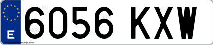 Ejemplo de matrícula española 6056 KXW