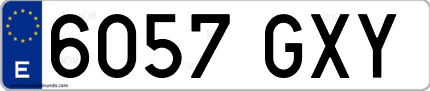 Ejemplo de matrícula de coche ordinaria 6057 GXY