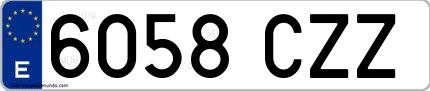 Ejemplo de matrícula española 6058 CZZ