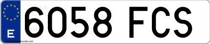 Ejemplo de matrícula de coche ordinaria 6058 FCS