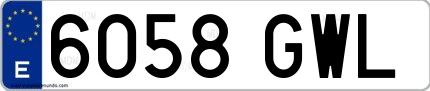 Ejemplo de matrícula española 6058 GWL