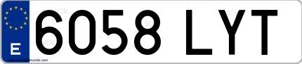 Ejemplo de matrícula española 6058 LYT