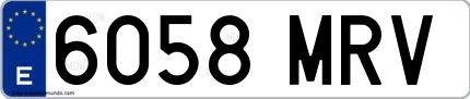 Ejemplo de matrícula española 6058 MRV