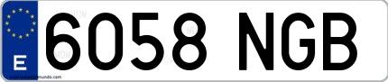 Ejemplo de matrícula española 6058 NGB