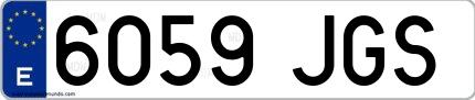 Ejemplo de matrícula española 6059 JGS