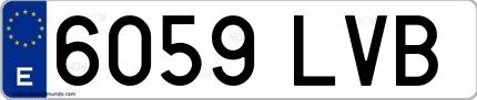 Ejemplo de matrícula española 6059 LVB