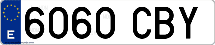 Ejemplo de matrícula de coche ordinaria 6060 CBY