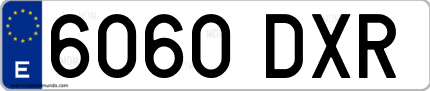 Ejemplo de matrícula de coche ordinaria 6060 DXR