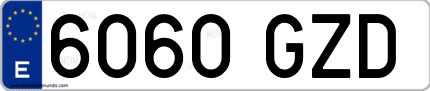 Ejemplo de matrícula de coche ordinaria 6060 GZD