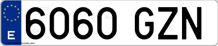 Ejemplo de matrícula de coche ordinaria 6060 GZN