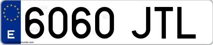 Ejemplo de matrícula española 6060 JTL