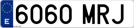 Ejemplo de matrícula española 6060 MRJ