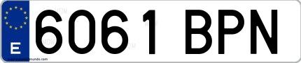 Ejemplo de matrícula española 6061 BPN